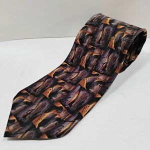 Men's Neck Tie Cocktail Collection Scotch Blue Gold Abstract 100% Silk